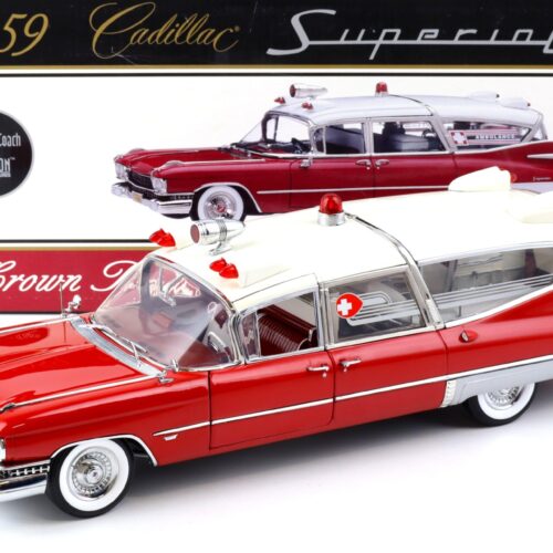 1:18 Sunset Coach Precision 1959 Cadillac Superior Crown Royal Ambulance red/ white