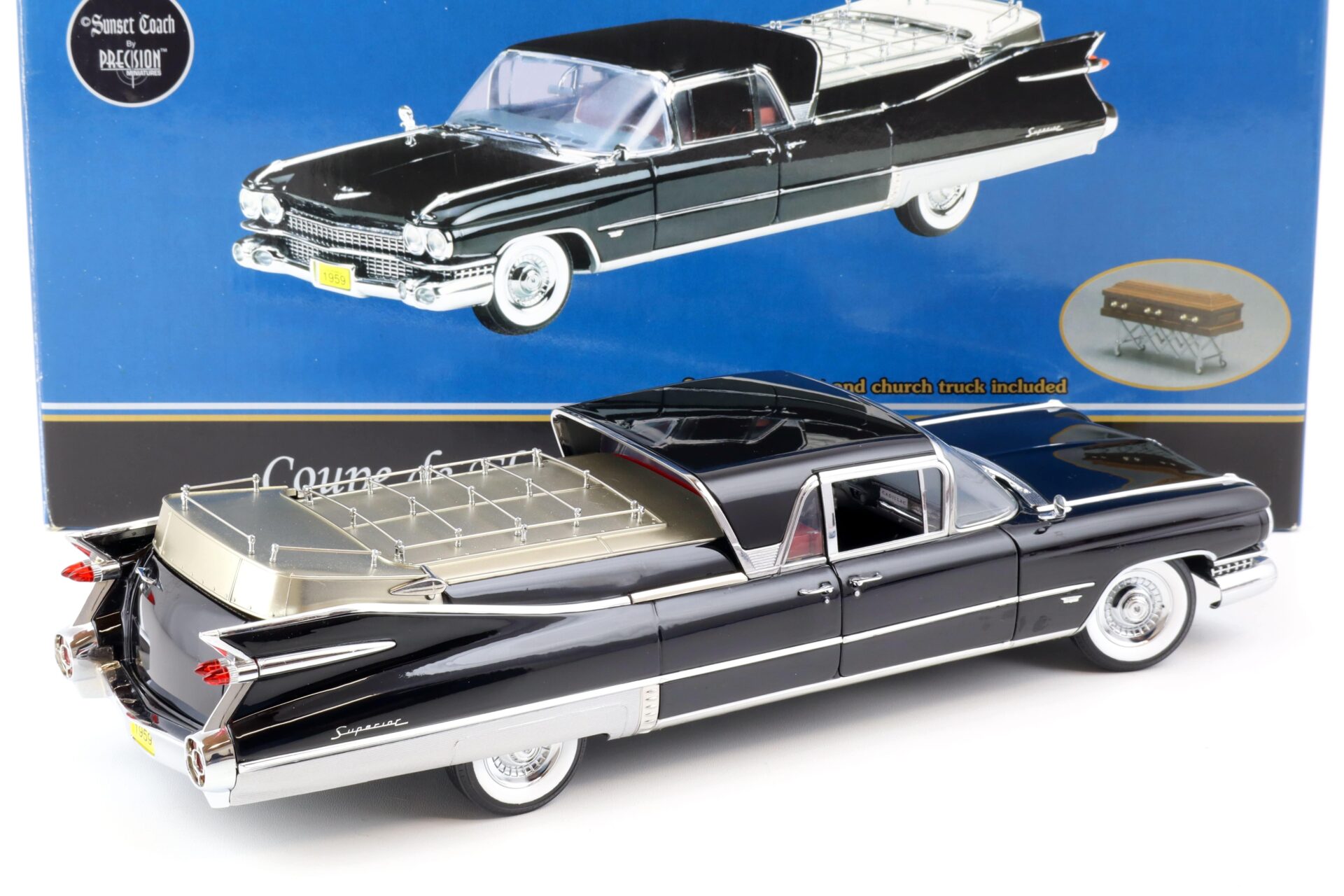 1:18 Sunset Coach Precision 1959 Cadillac Superior HEARSE Coupe de Fleur black