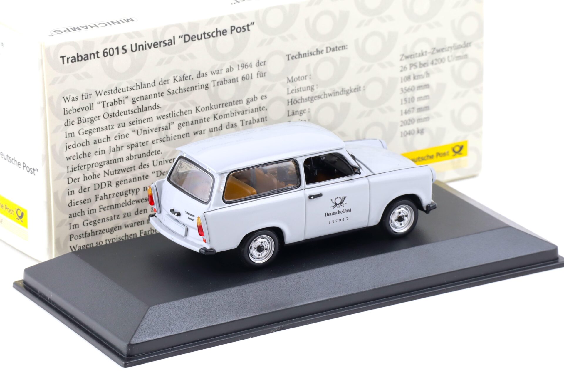 1:43 Minichamps Trabant 601 S Universal Deutsche Post grey 006278
