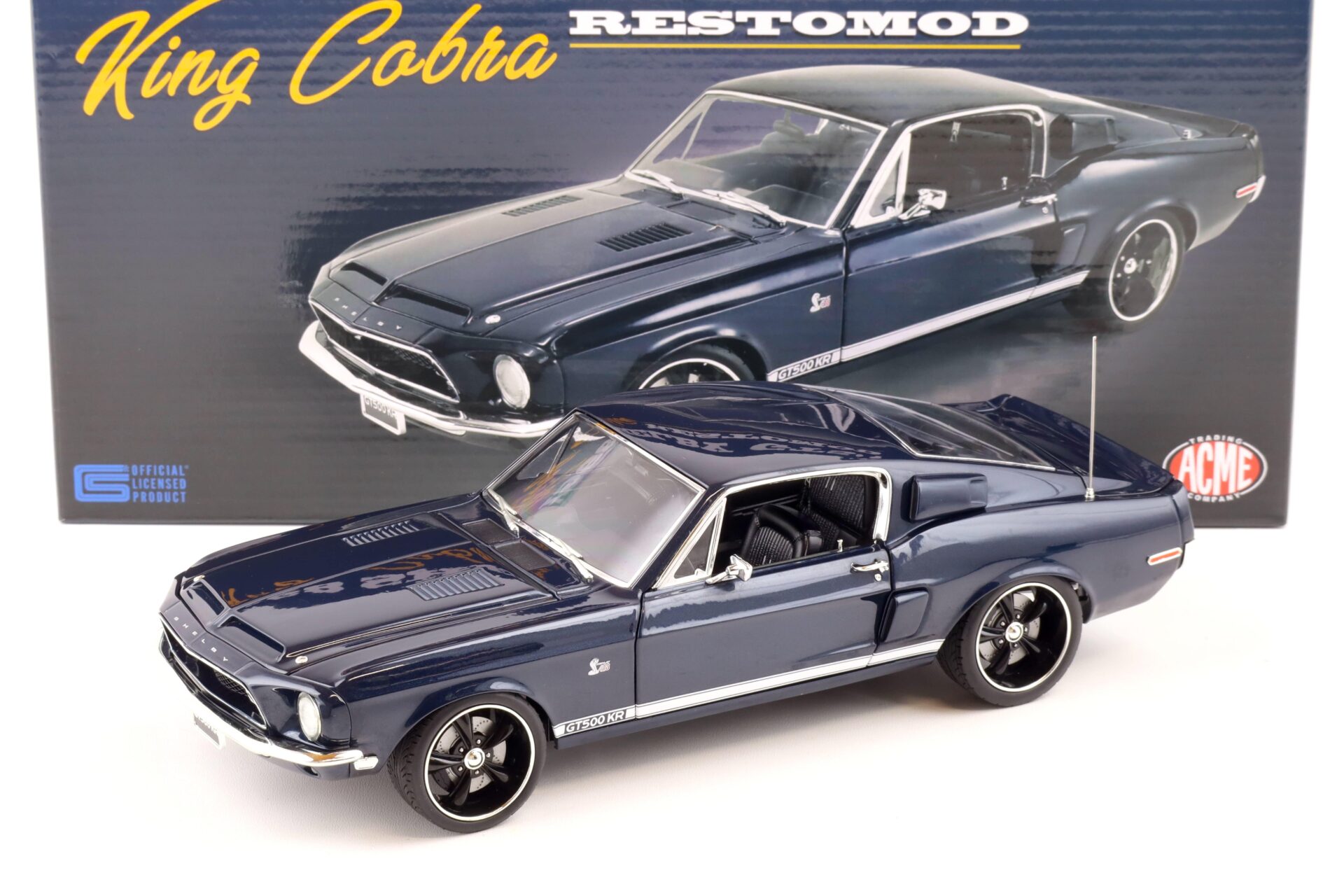 1:18 ACME 1968 Shelby GT500KR Restomod Coupe King Cobra dark blue A1801843