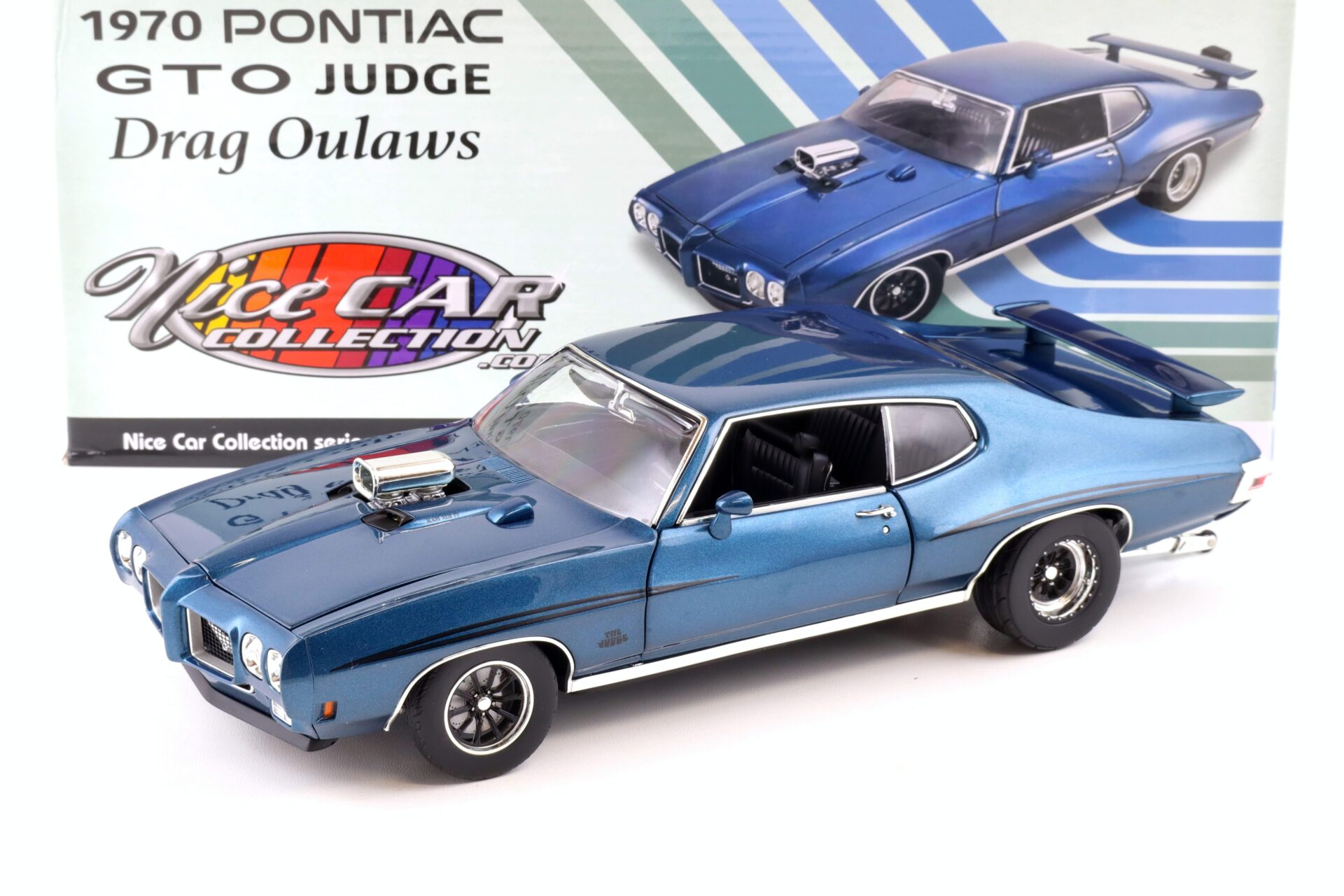 1:18 ACME 1970 Pontiac GTO JUDGE Drag Outlaws blue metallic *NICE CAR EDITION*