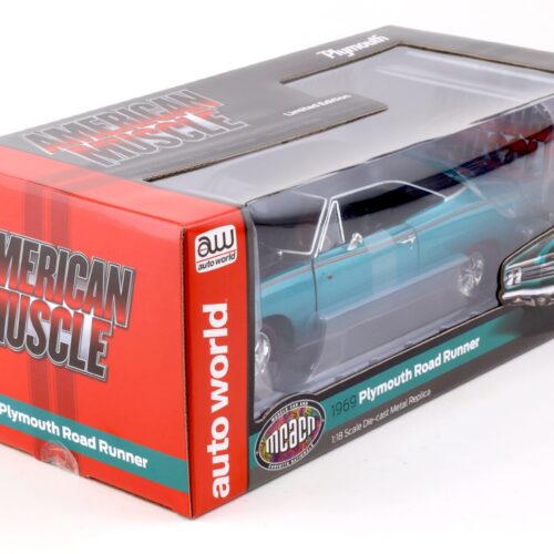 1:18 Auto World 1969 Plymouth Road Runner MCACN Q5 turquoise/ black