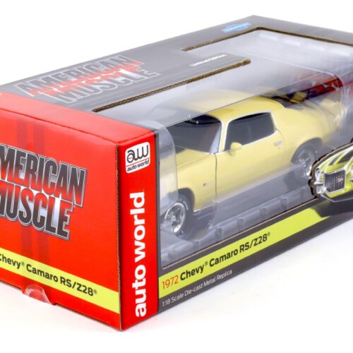1:18 Auto World 1972 Chevrolet Camaro RS/ Z28 Coupe cream yellow/ black stripes