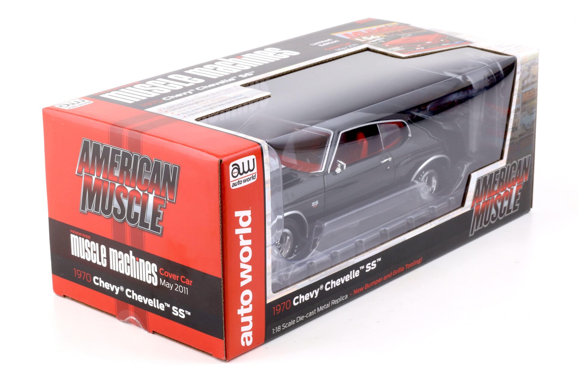 1:18 Auto World 1970 Chevrolet Chevelle SS 454 Coupe Hemmings Tuxedo black