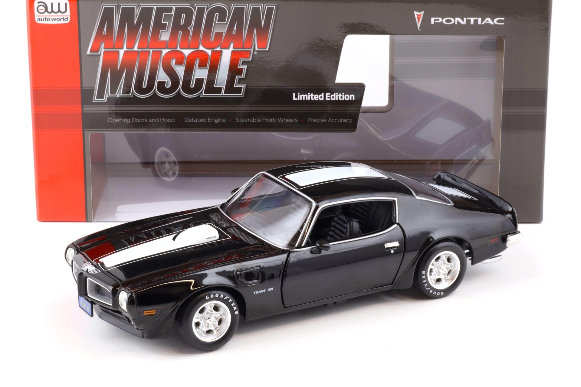 1:18 Auto World 1972 Pontiac Firebird T/A Trans Am Class of 72 Starlight black