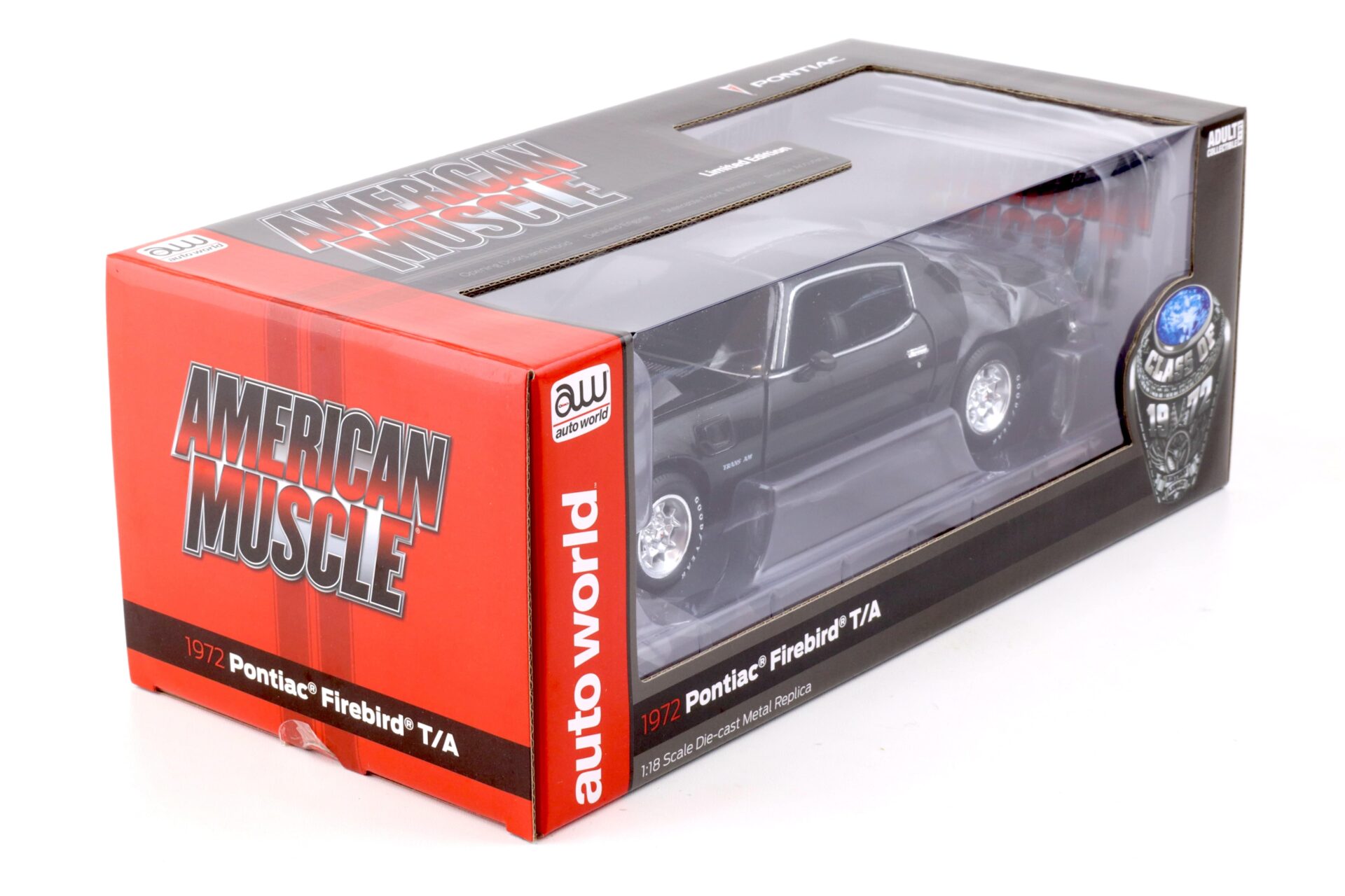 1:18 Auto World 1972 Pontiac Firebird T/A Trans Am Class of 72 Starlight black