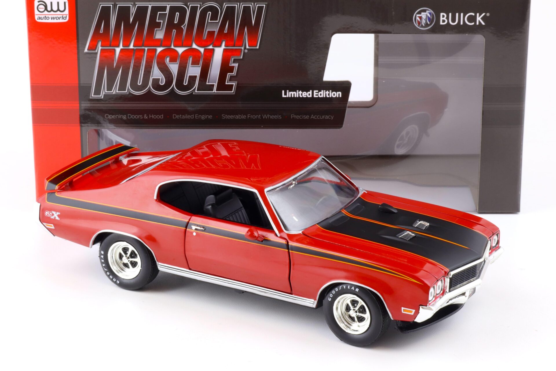 1:18 Auto World 1972 Buick GSX Coupe MCACN Fire red/ black