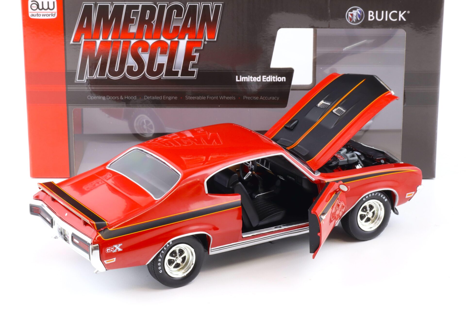 1:18 Auto World 1972 Buick GSX Coupe MCACN Fire red/ black
