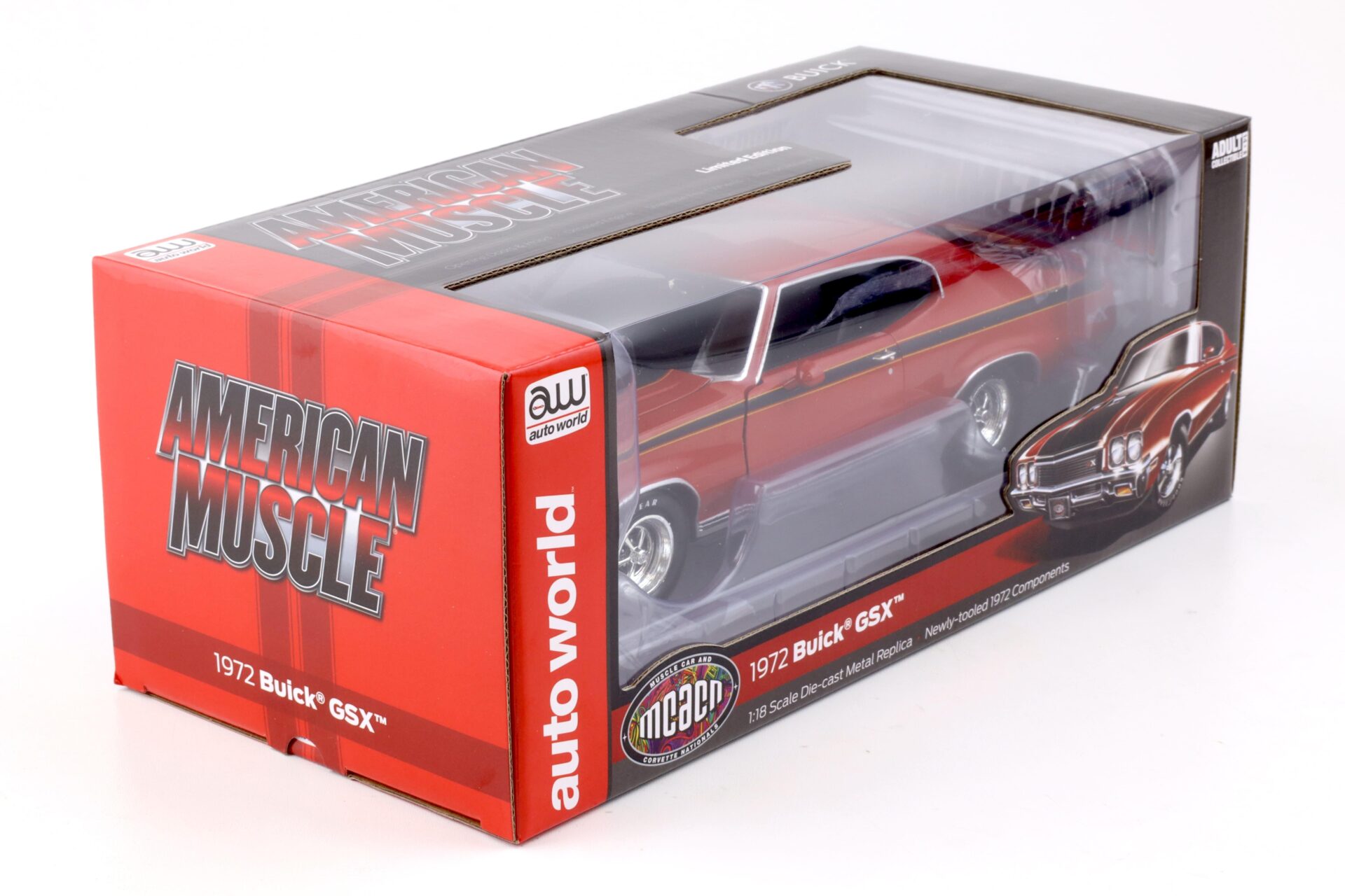1:18 Auto World 1972 Buick GSX Coupe MCACN Fire red/ black
