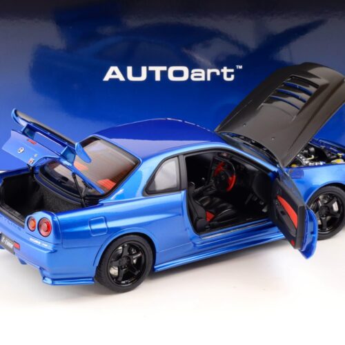 1:18 AUTOart Nissan Skyline GT-R (R34) Z-Tune 2005 Bayside blue/ w Carbon Bonnet 77460 - Image 4