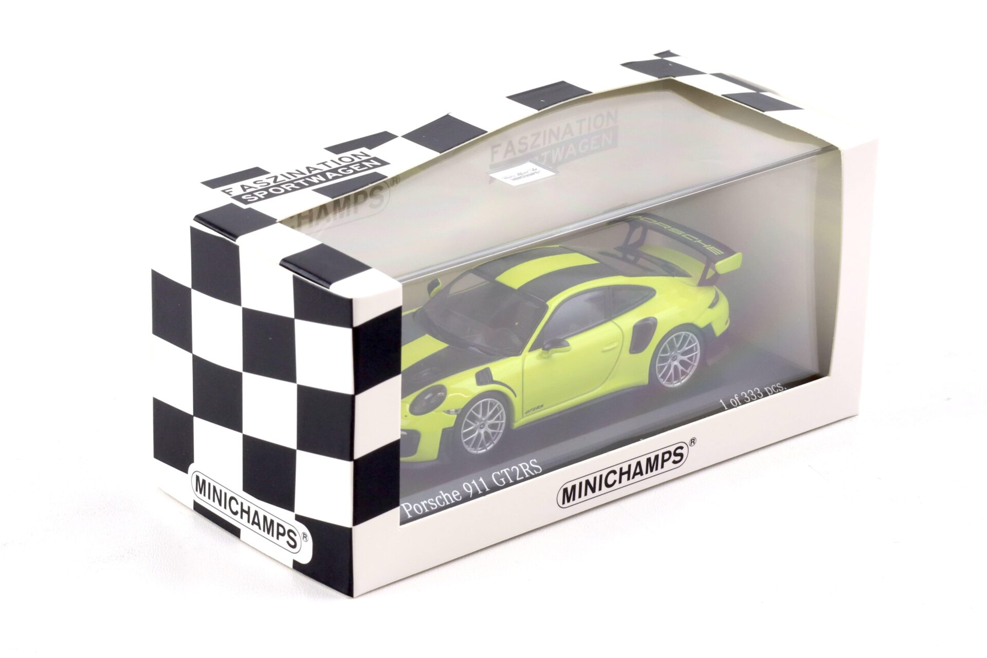 1:43 Minichamps Porsche 911 (991.2) GT2 RS Weissach Package 2018 acid green/ silver wheels