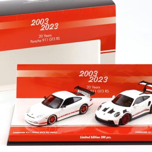 1:43 Minichamps 2-Car SET 20 Jahre Porsche 911 GT3 RS 996 + 992 white/ red
