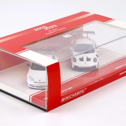 1:43 Minichamps 2-Car SET 20 Jahre Porsche 911 GT3 RS 996 + 992 white/ red