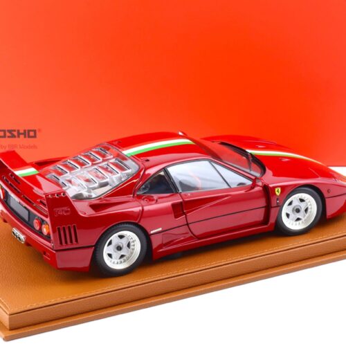 1:18 BBR Kyosho Ferrari F40 metallic red/ Italian Flag with Showcase - Limited 78 pcs.