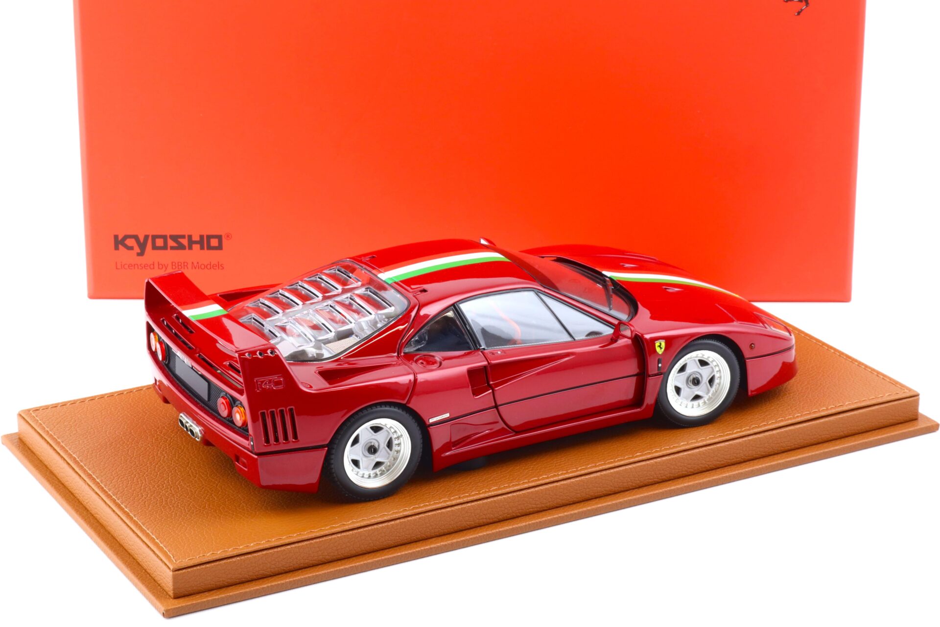 1:18 BBR Kyosho Ferrari F40 metallic red/ Italian Flag with Showcase - Limited 78 pcs.