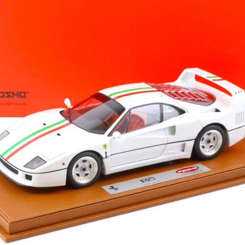 1:18 BBR Kyosho Ferrari F40 metallic white/ Italian Flag with Showcase - Limited 78 pcs.