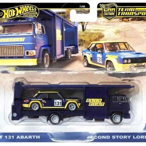 1:64 Hot Wheels Premium 2024 Team Transport Fiat 131 Abarth + Second Story Lorry