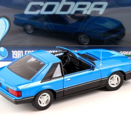 1:18 Greenlight 1981 Ford Mustang Cobra Fastback T-Top medium blue