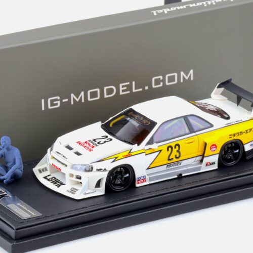 1:43 Ignition Model IG2851 Nissan LB ER34 Super Silhouette Skyline white/ yellow with Mr. Kato