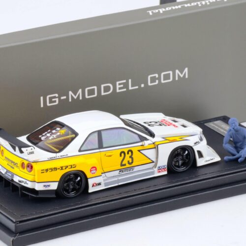 1:43 Ignition Model IG2851 Nissan LB ER34 Super Silhouette Skyline white/ yellow with Mr. Kato