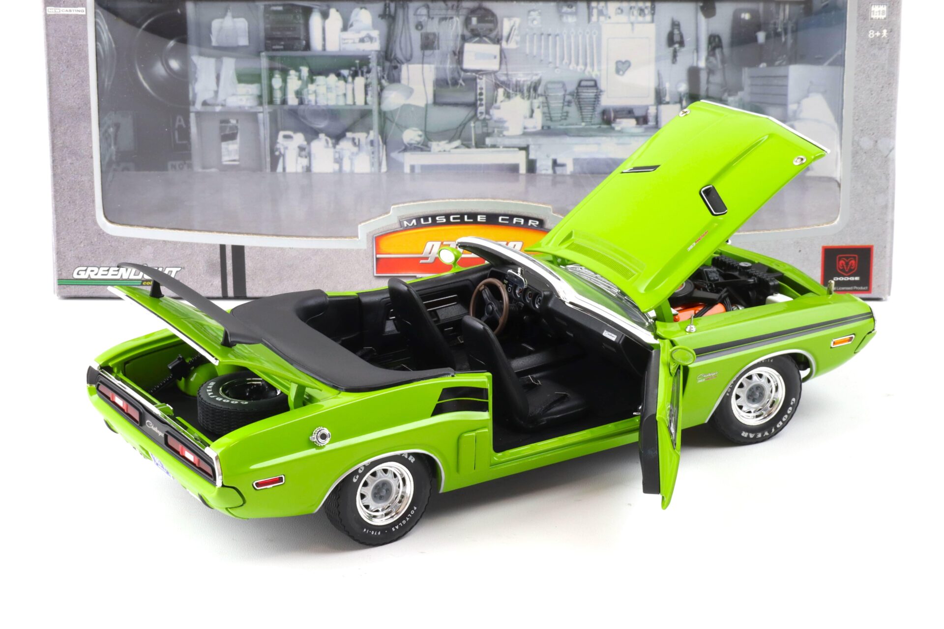 1:18 Greenlight 1971 Dodge Challenger Convertible green Muscle Car Garage