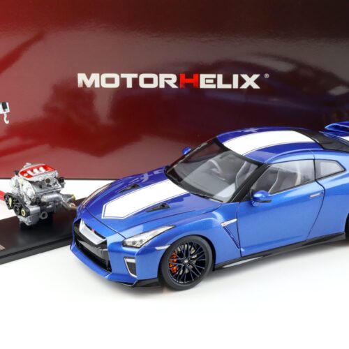 1:18 Motorhelix Nissan GT-R (R35) 50th Anniversary Wangan blue + engine Diecast M83503