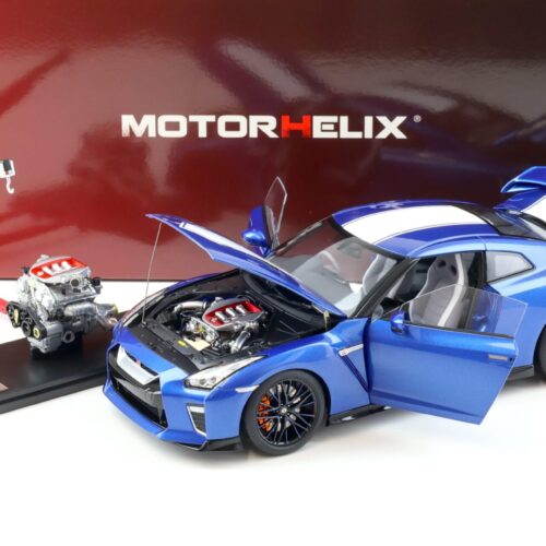 1:18 Motorhelix Nissan GT-R (R35) 50th Anniversary Wangan blue + engine Diecast M83503