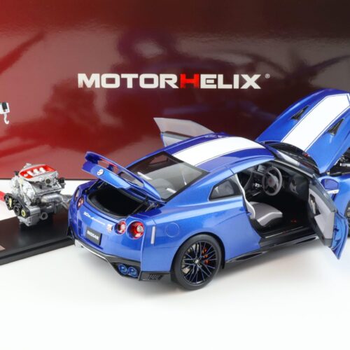 1:18 Motorhelix Nissan GT-R (R35) 50th Anniversary Wangan blue + engine Diecast M83503