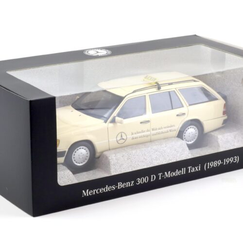 1:18 Norev Mercedes 300 D T-Modell Estate S124 E-Class TAXI ivory DEALER VERSION