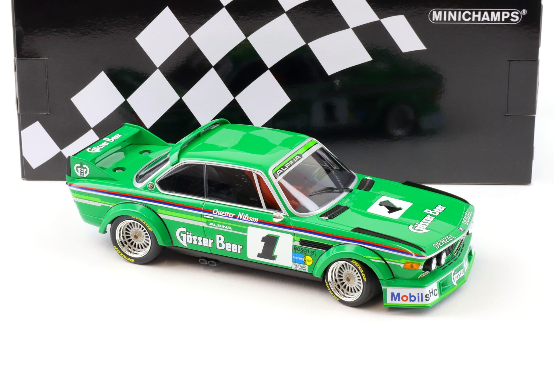 1:18 Minichamps BMW 3.0 CSL Alpina #1 Gösser Winners GP Nürburgring 1977 Nilsson/ Quester