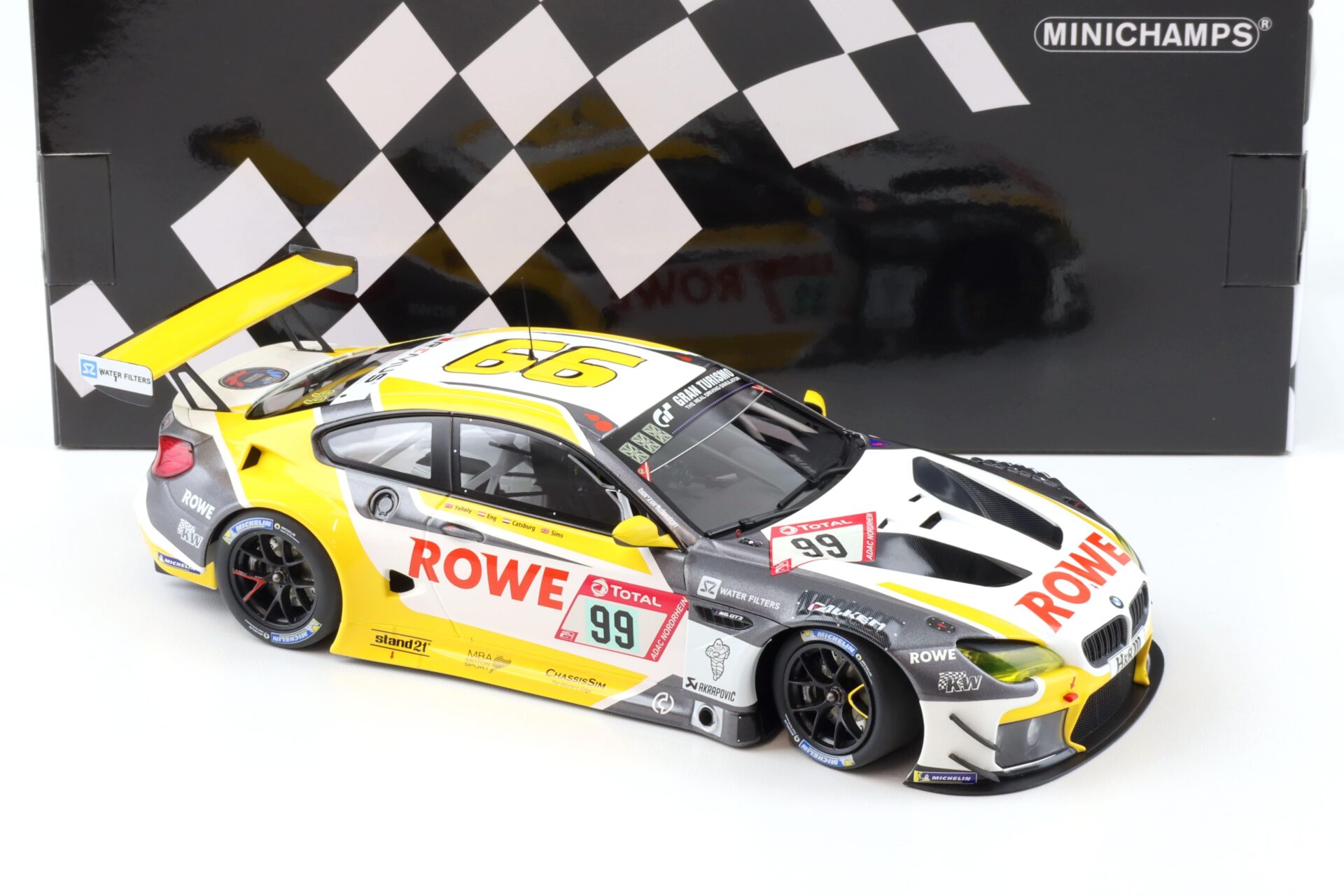 1:18 Minichamps BMW M6 GT3 ROWE Racing Winners 24h Nürburgring 2020 Sims #99