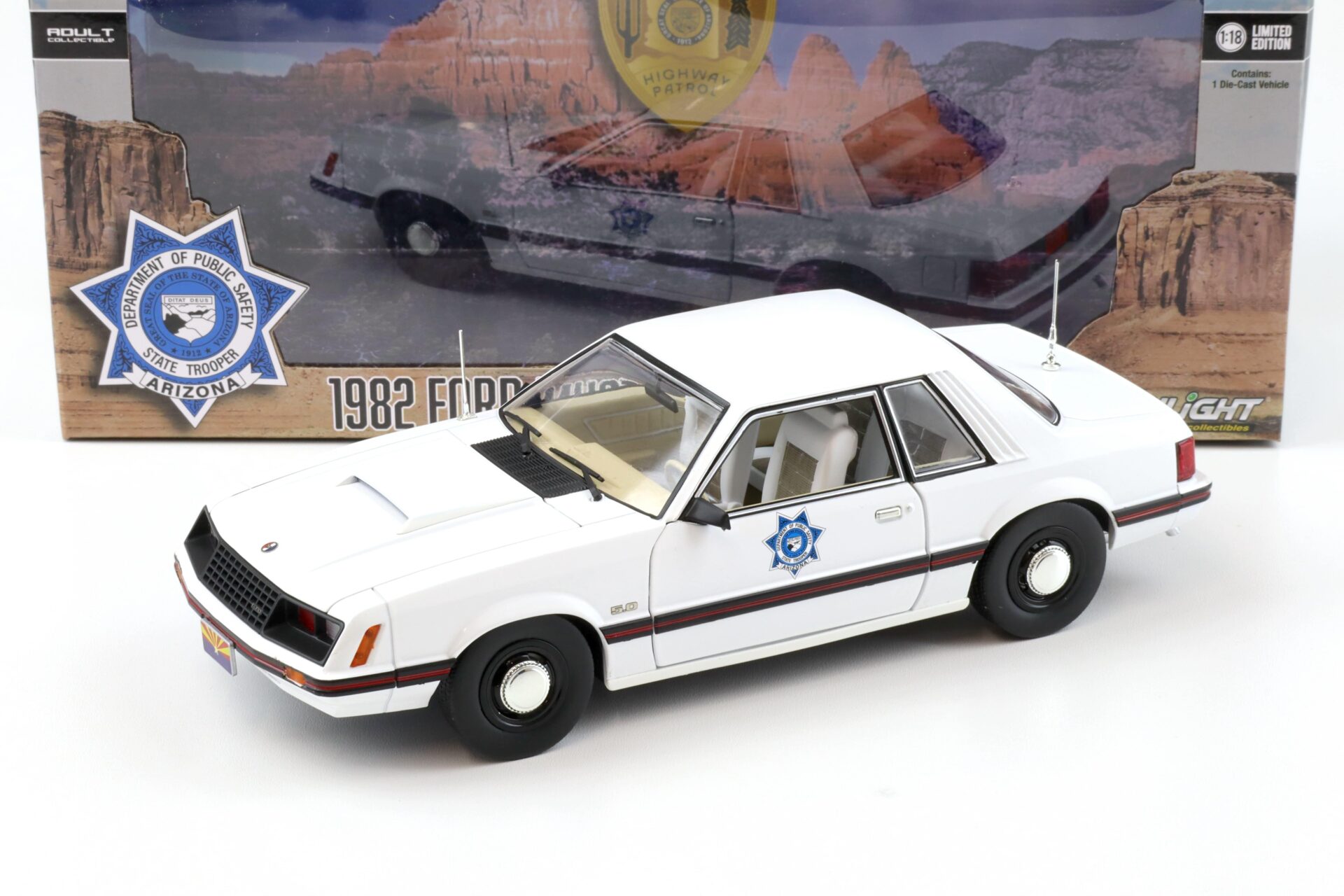 1:18 Greenlight 1982 Ford Mustang 5.0 SSP Arizona Department of Public Safety