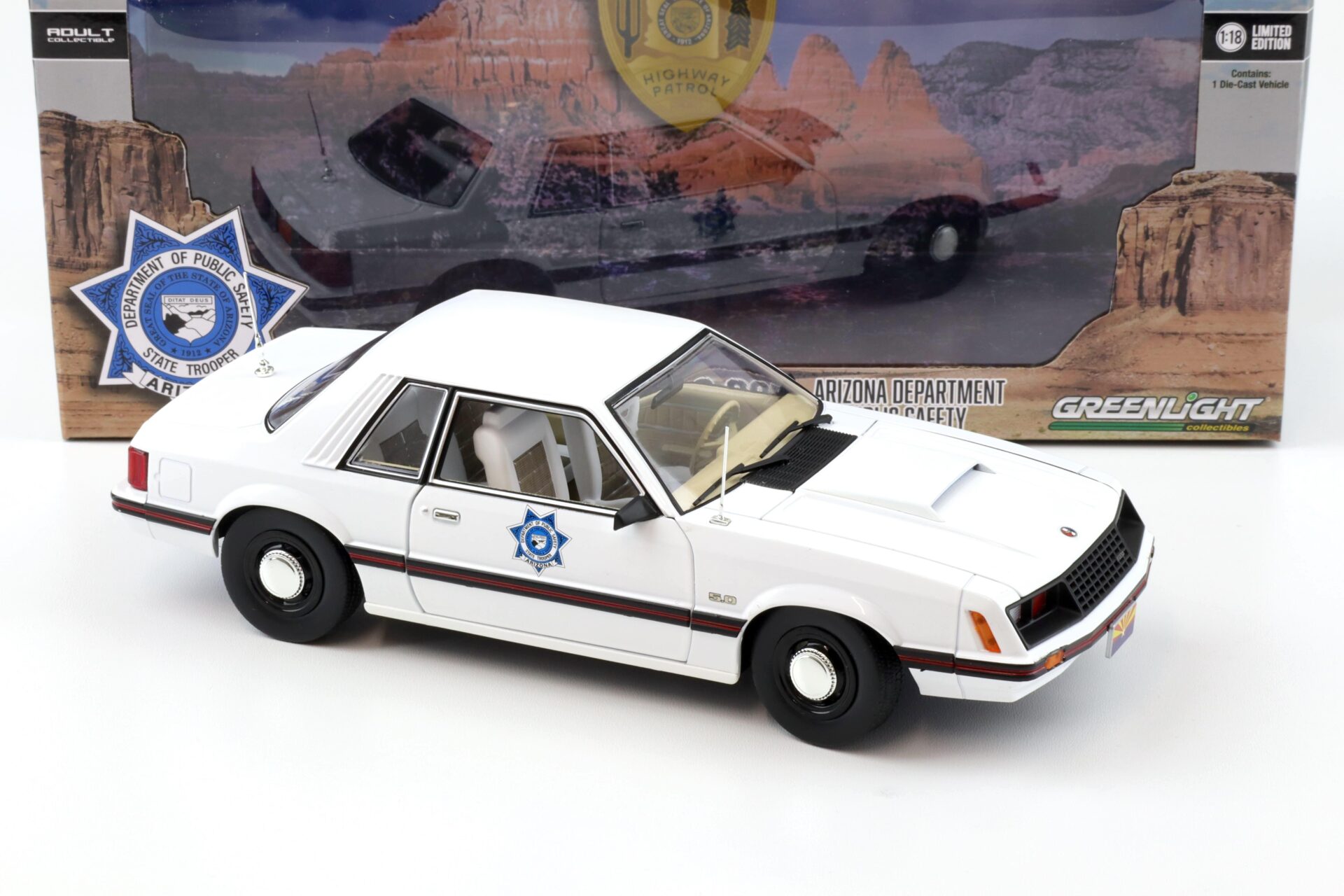 1:18 Greenlight 1982 Ford Mustang 5.0 SSP Arizona Department of Public Safety