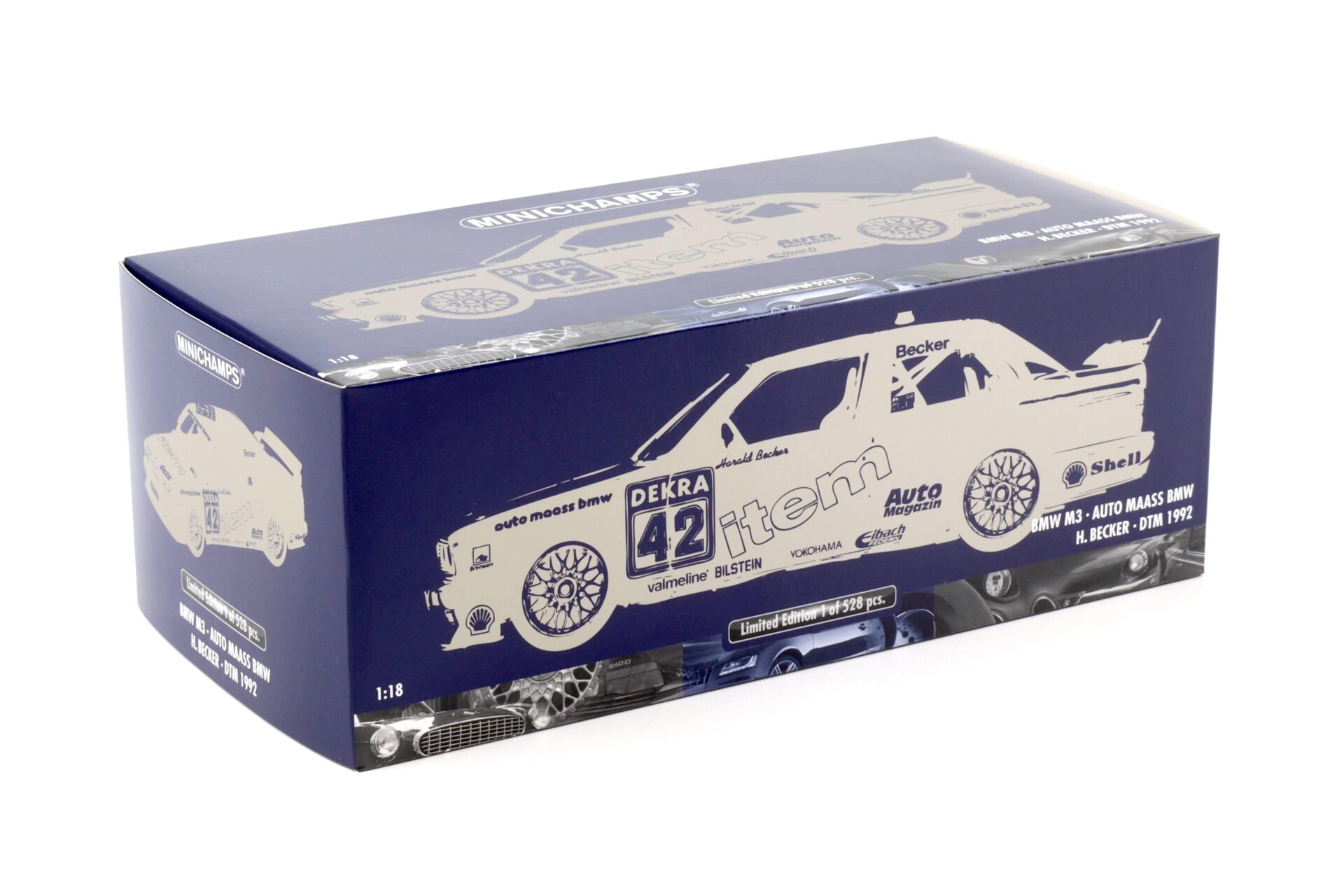 1:18 Minichamps BMW M3 E30 DTM Auto MAASS BMW #42 H.Becker DTM 1992