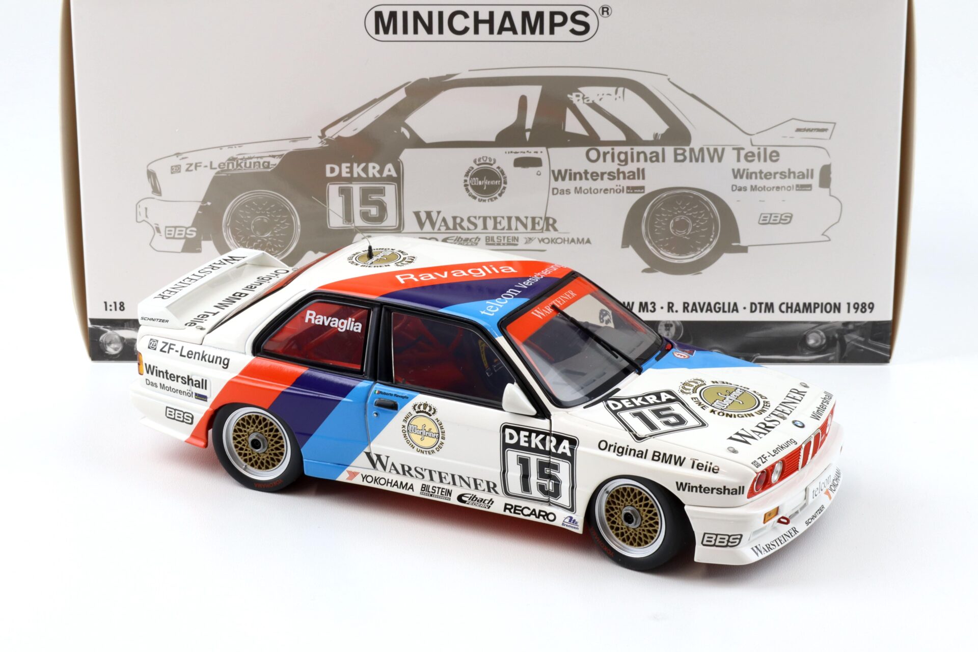 1:18 Minichamps BMW M3 E30 DTM #15 R.Ravaglia DTM Champion 1989
