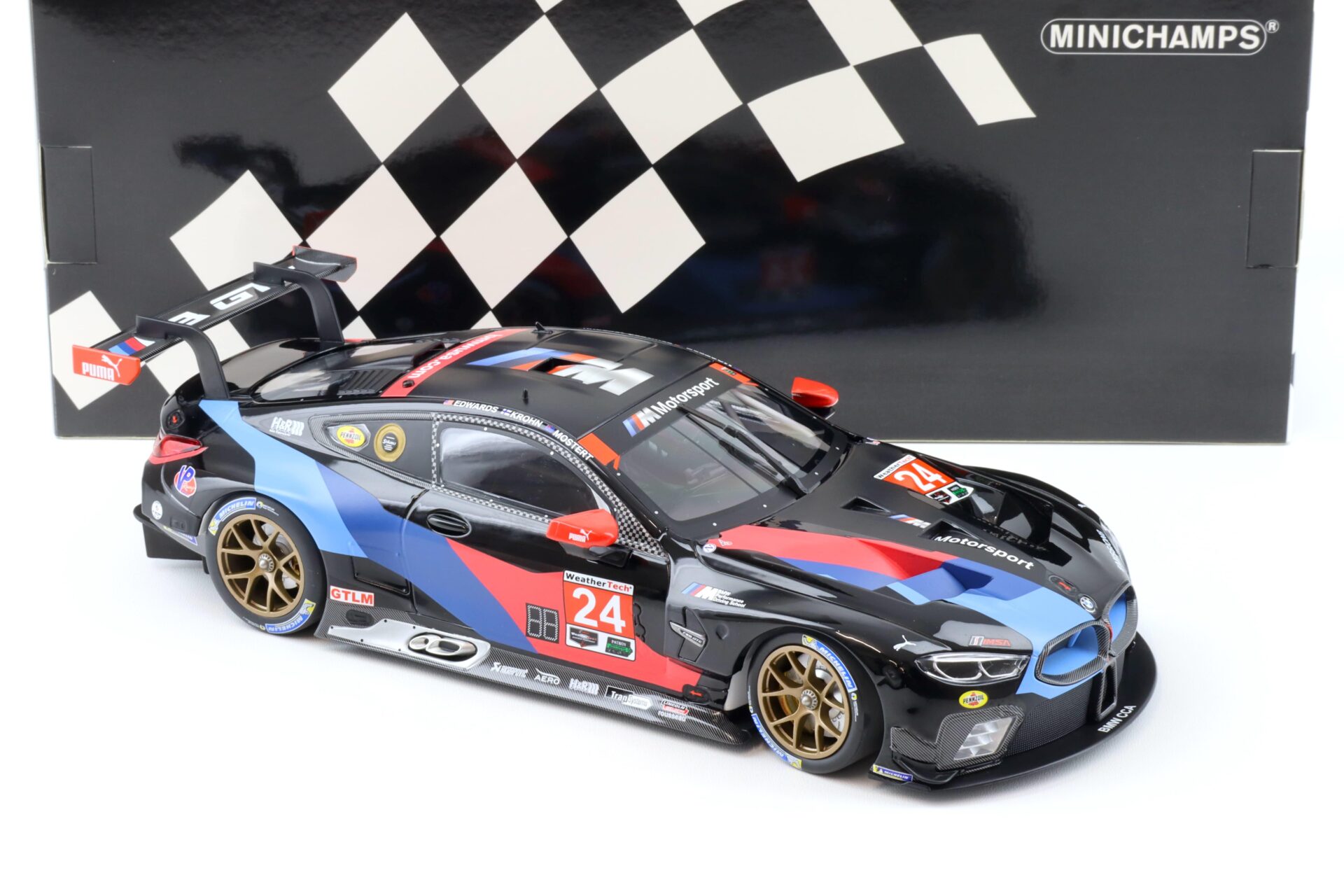 1:18 Minichamps BMW M8 GTE #24 Team RLL 3rd in Class Petite Le Mans 2018