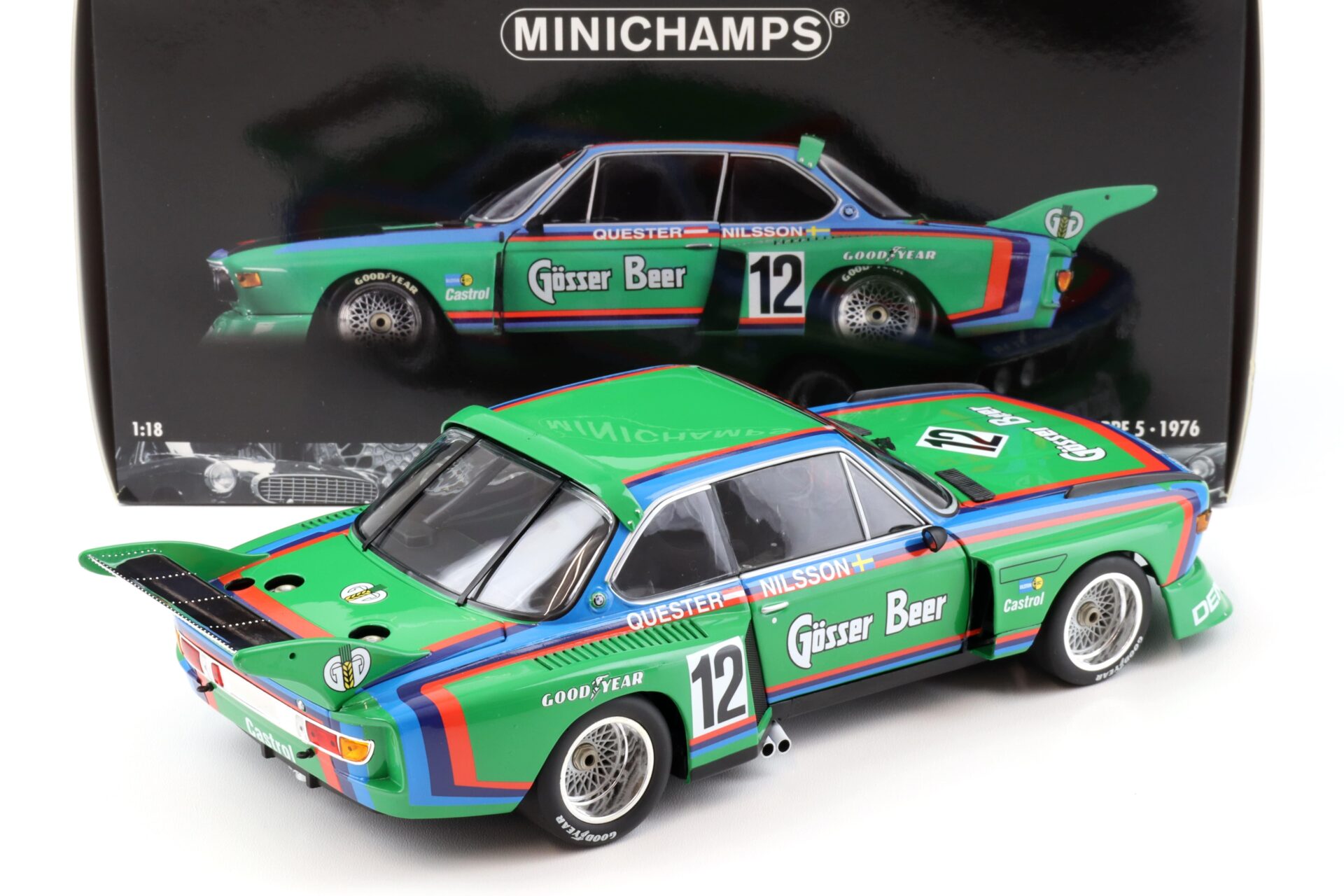 1:18 Minichamps BMW 3.5 CSL Gruppe 5 GÖSSER #12 Quester/ Nilsson 6h Zeltweg 1976