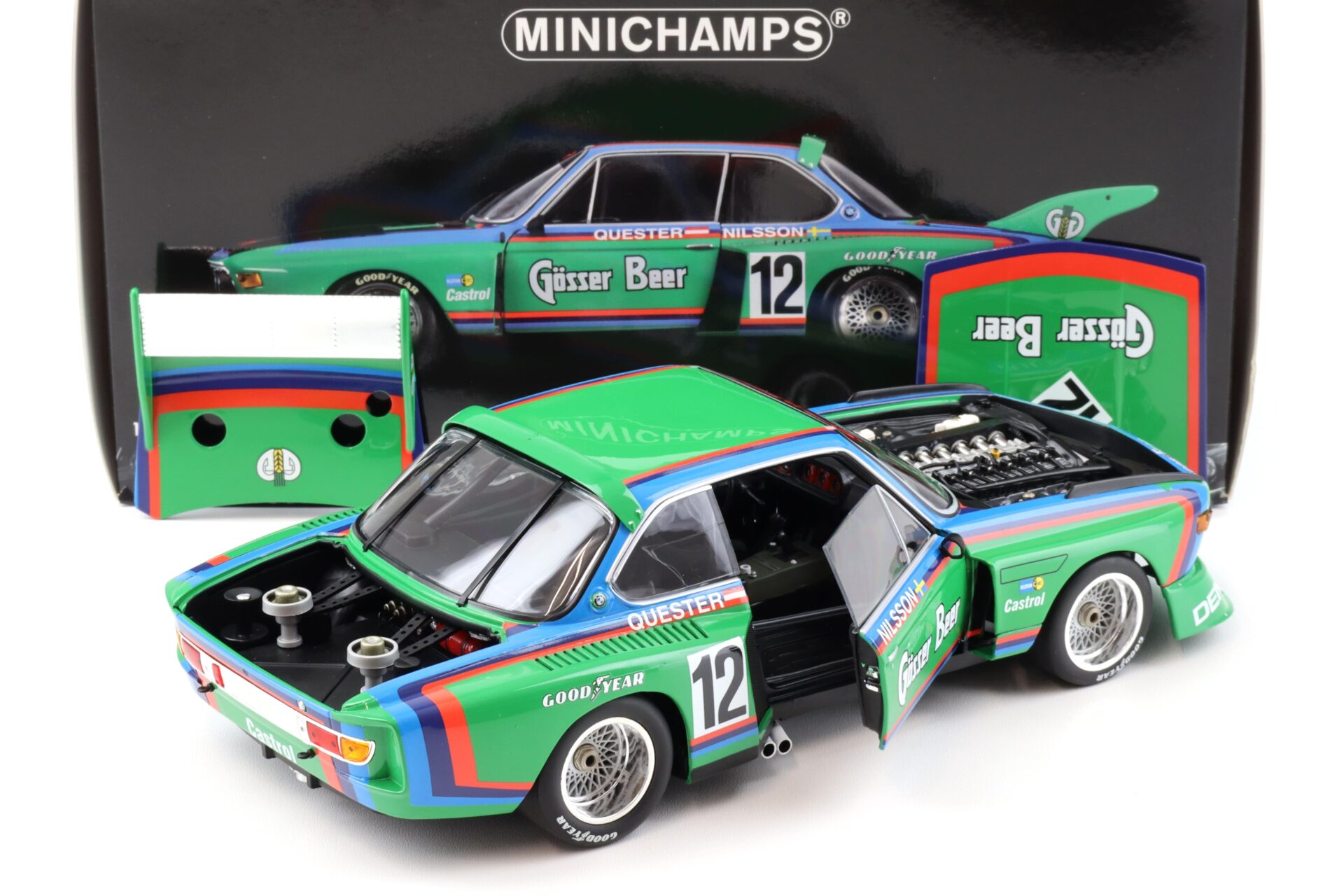 1:18 Minichamps BMW 3.5 CSL Gruppe 5 GÖSSER #12 Quester/ Nilsson 6h Zeltweg 1976