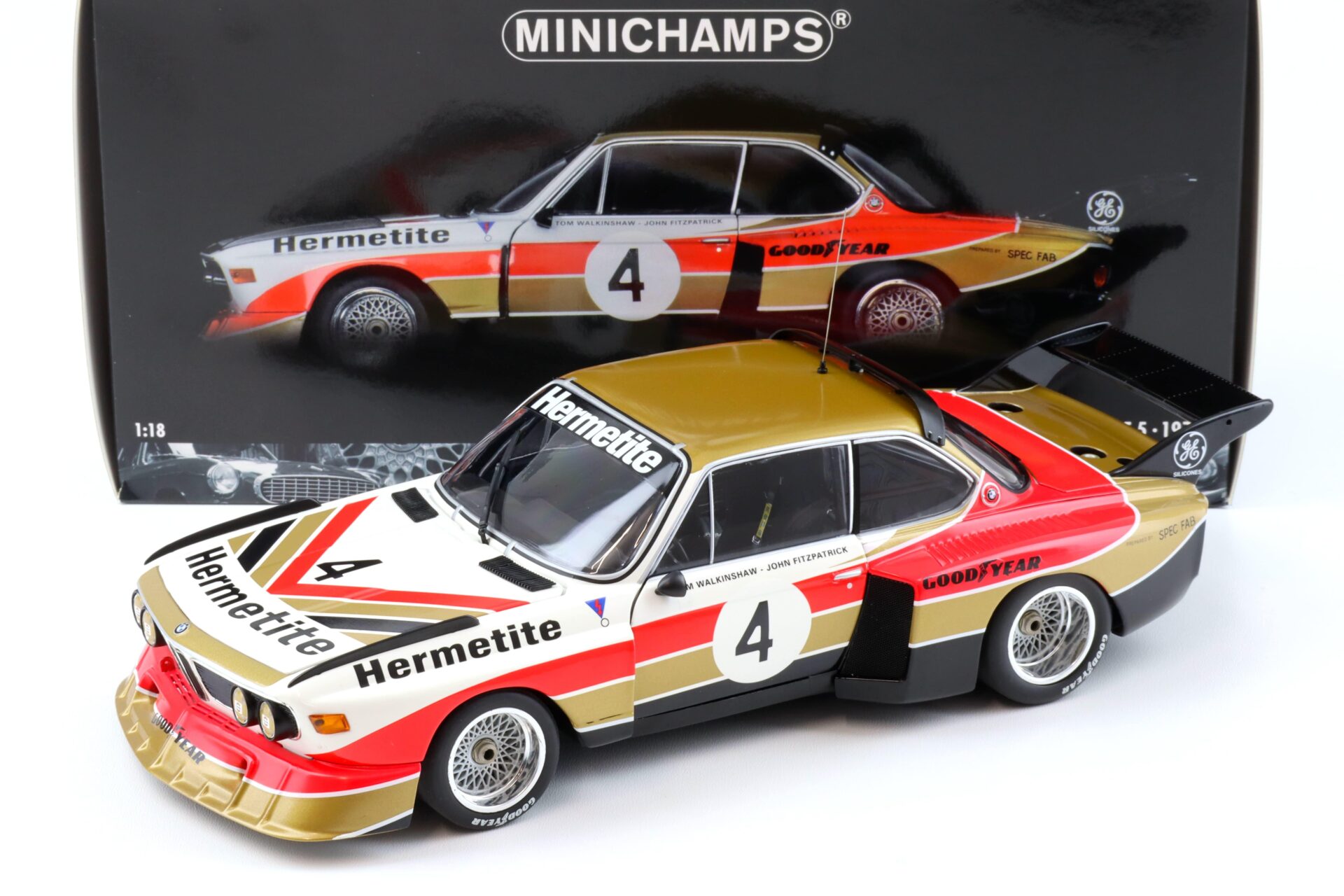 1:18 Minichamps BMW 3.5 CSL Gr.5 HERMETITE #4 Fitzpatrick/Walkinshaw Winner 6h Silverstone 1976