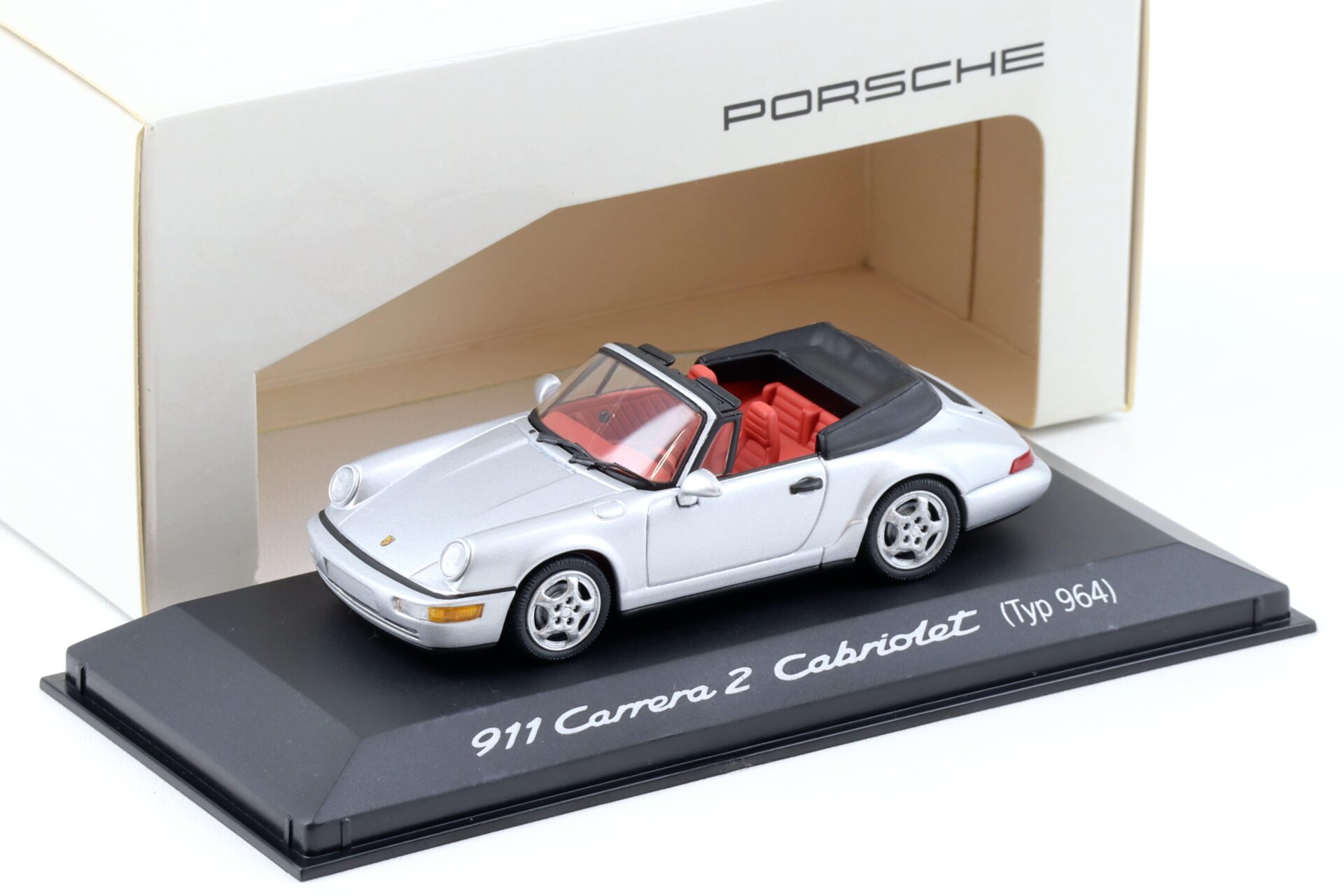 ID 92566 orig.jpg 1:43 Minichamps Porsche 911 964 Carrera 2 Cabriolet silver WAP DEALER