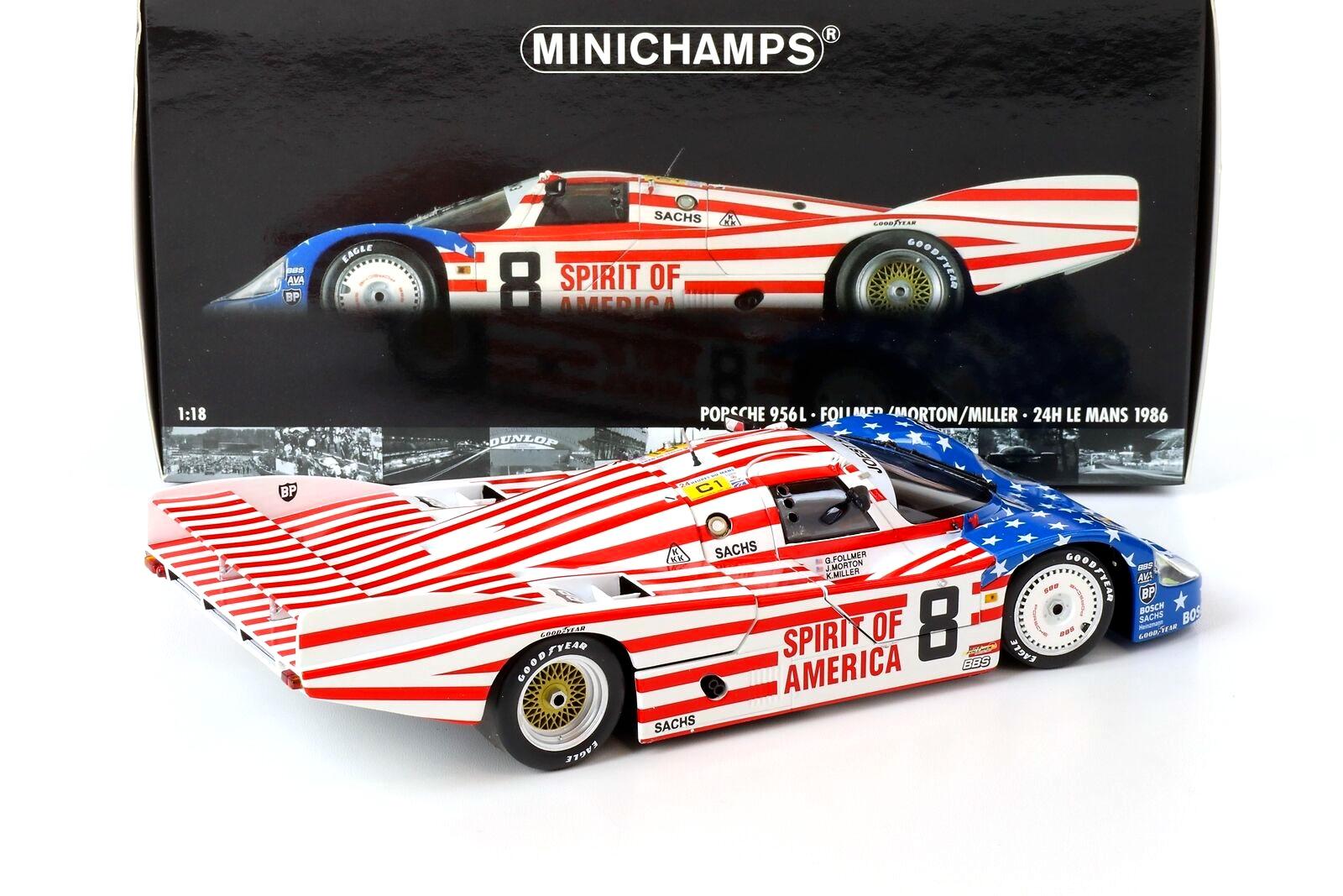 1:18 Minichamps Porsche 956L Spirit of America #8 Follmer 24h Le Mans 1986