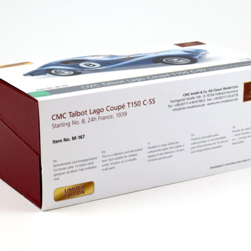 1:18 CMC Talbot Lago Coupe T150 C-SS 24h France 1939 #8 blue M-167