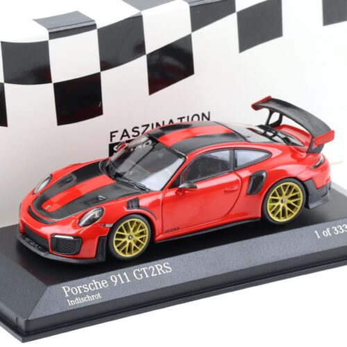 1:43 Minichamps Porsche 911 (991.2) GT2 RS Weissach Package 2018 Indisch red/ gold wheels