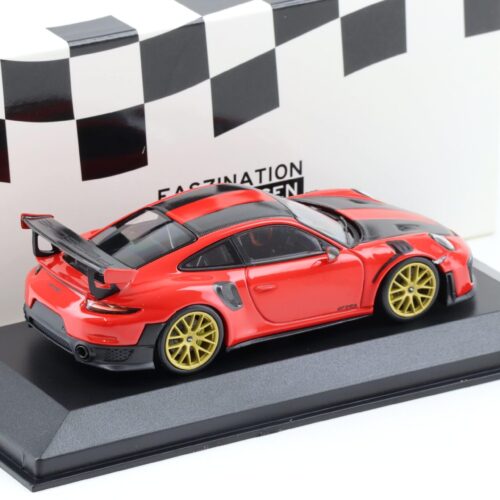 1:43 Minichamps Porsche 911 (991.2) GT2 RS Weissach Package 2018 Indisch red/ gold wheels