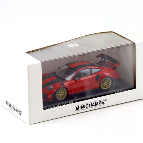 1:43 Minichamps Porsche 911 (991.2) GT2 RS Weissach Package 2018 Indisch red/ gold wheels