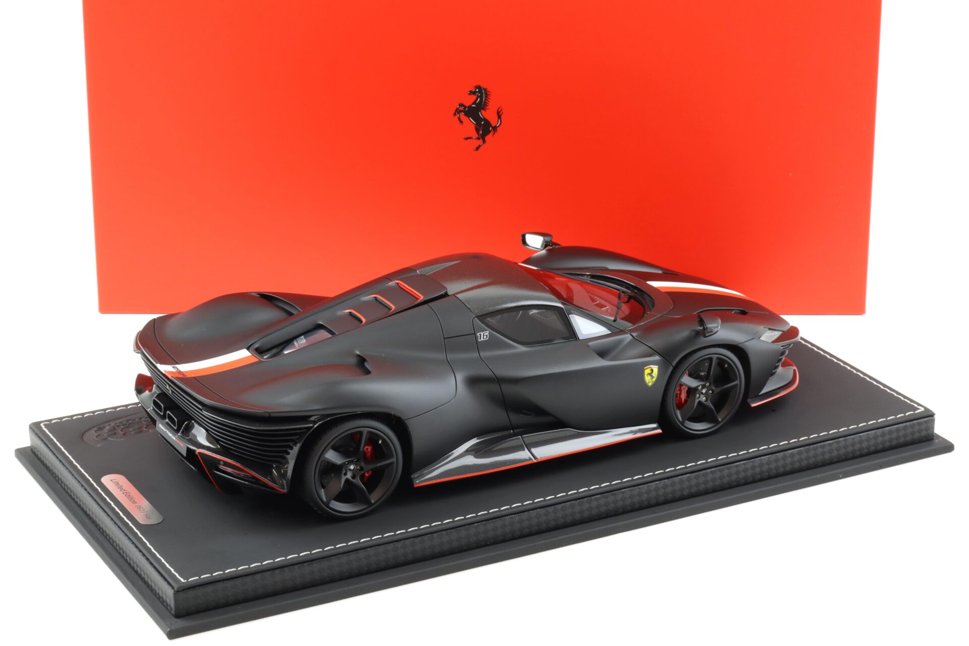 1:18 BBR Ferrari SP3 Daytona Spider Closed roof C.Leclerc matt black - Limited 146 pcs.