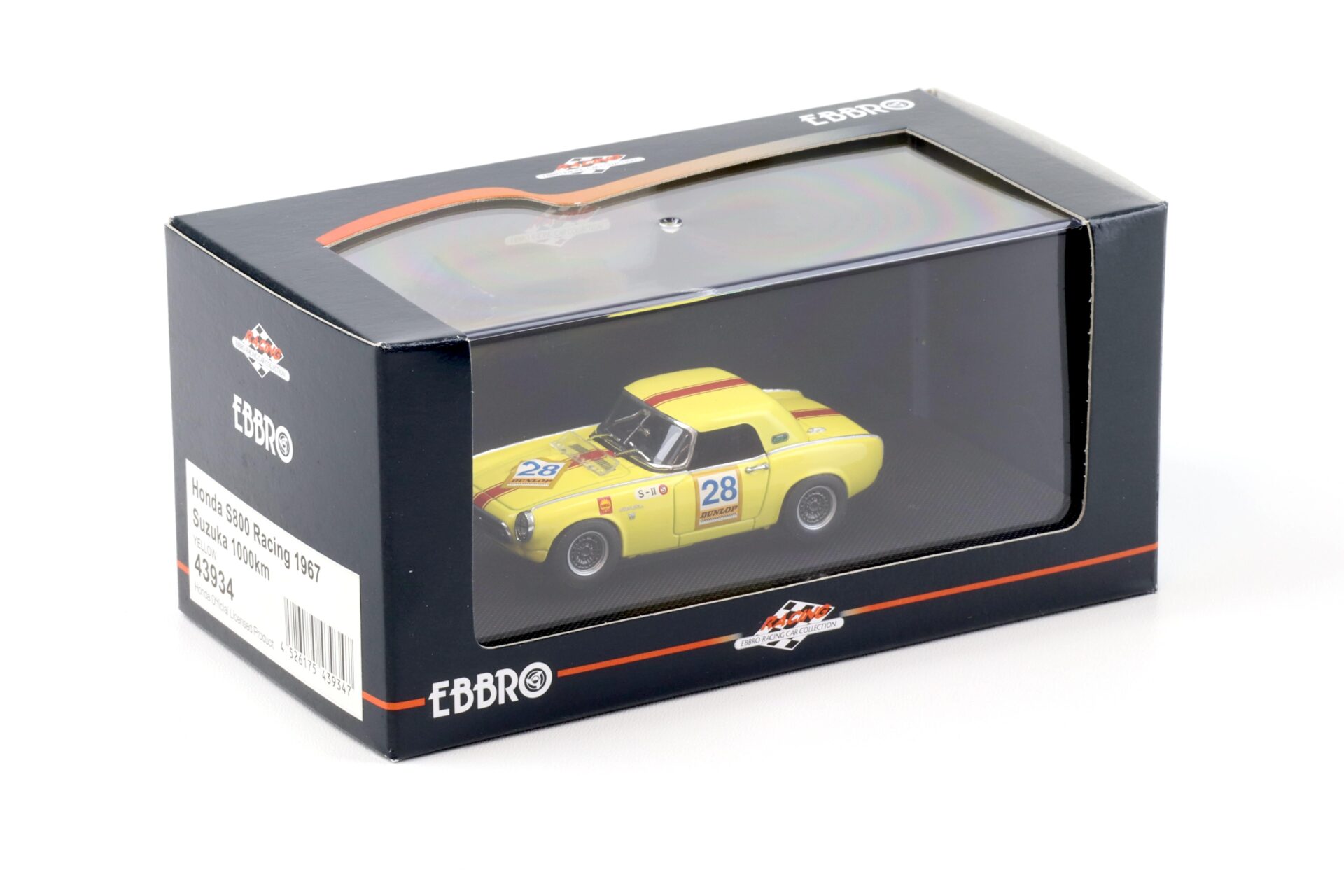 1:43 Ebbro Honda S800 Racing 1967 Suzuka 1000km #28 yellow