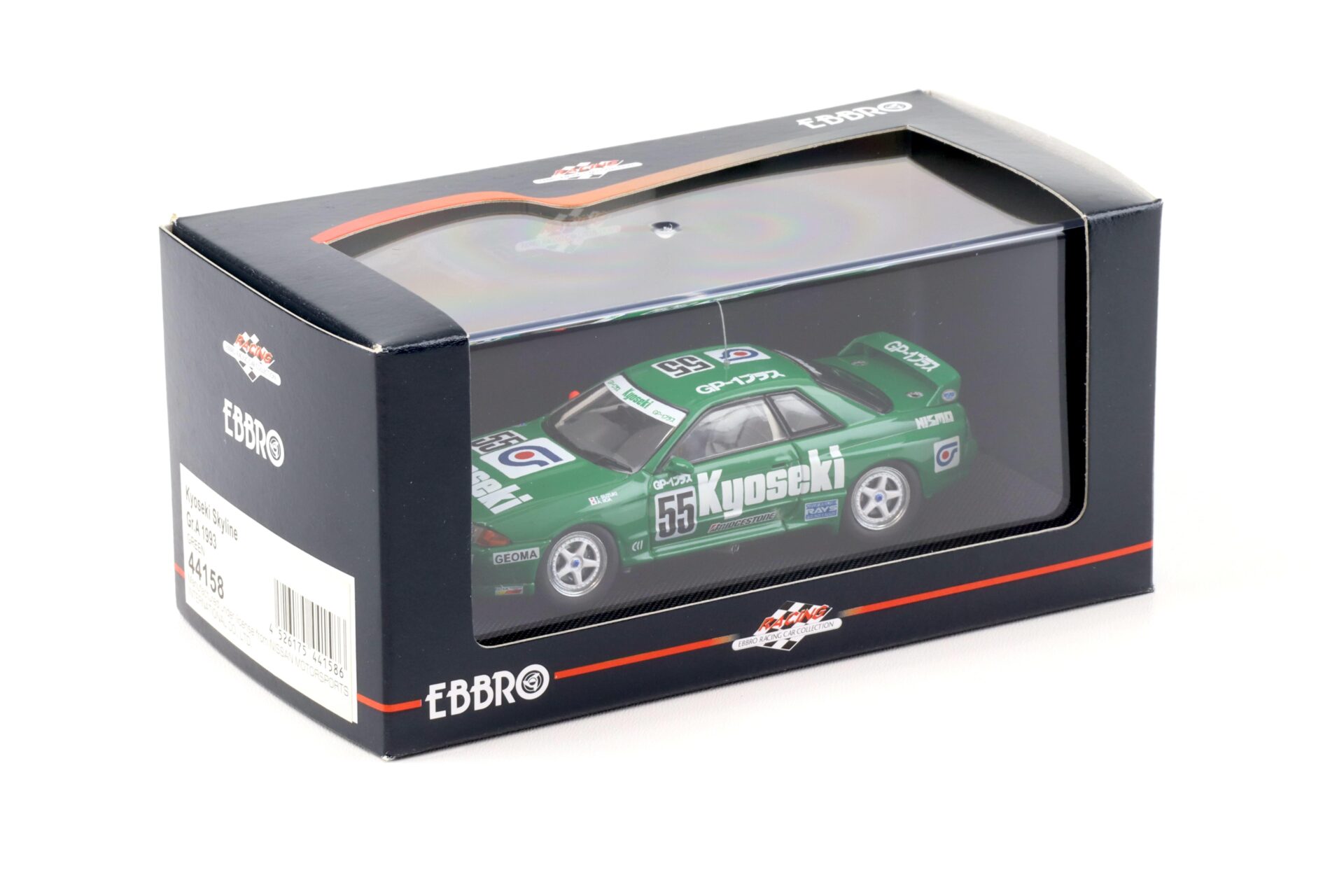 1:43 Ebbro Nissan Skyline R32 Kyoseki Gr.A 1993 Suzuki/Iida #55 green