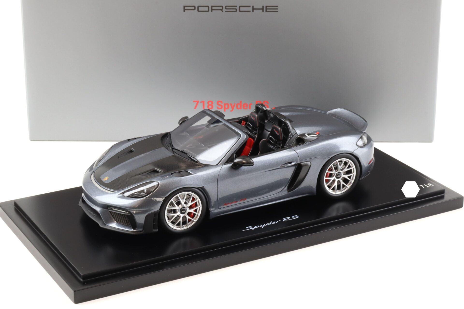 ID 93720 orig.jpg 1:18 Spark Porsche 718 Spyder RS (982) vanadium grey/ red interior WAP DEALER