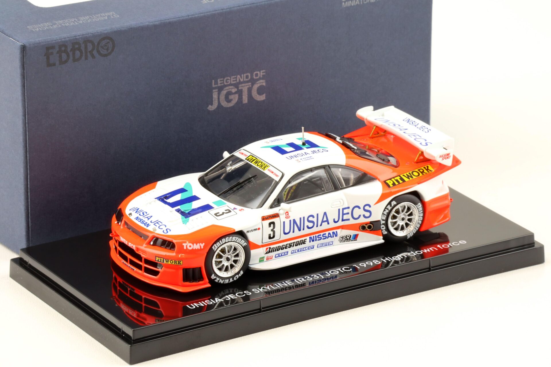 ID 93779 orig.jpg 1:43 Ebbro Nissan Skyline R33 UNISIA JECS Skyline #3 JGTC 1998 HDF white/orange